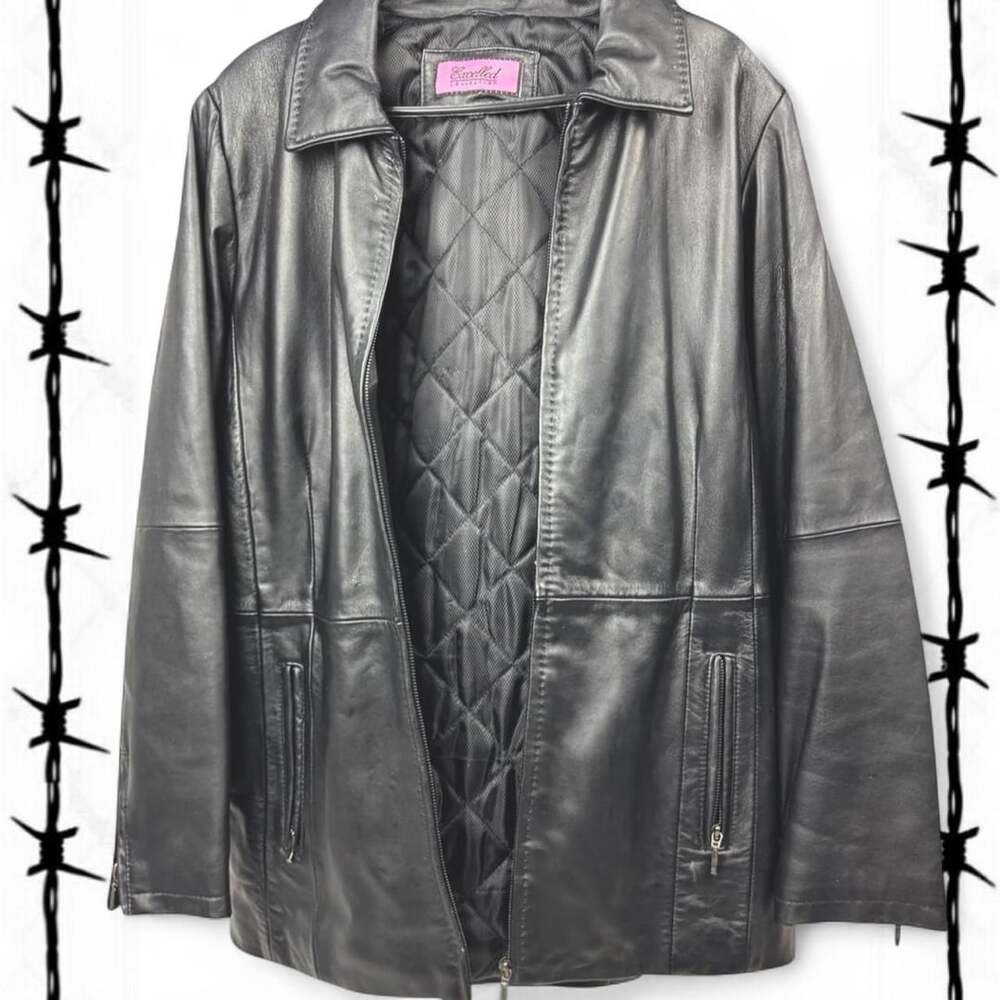Excelled Collection Vintage 90s Y2K Black Leather Jacket Size 1X